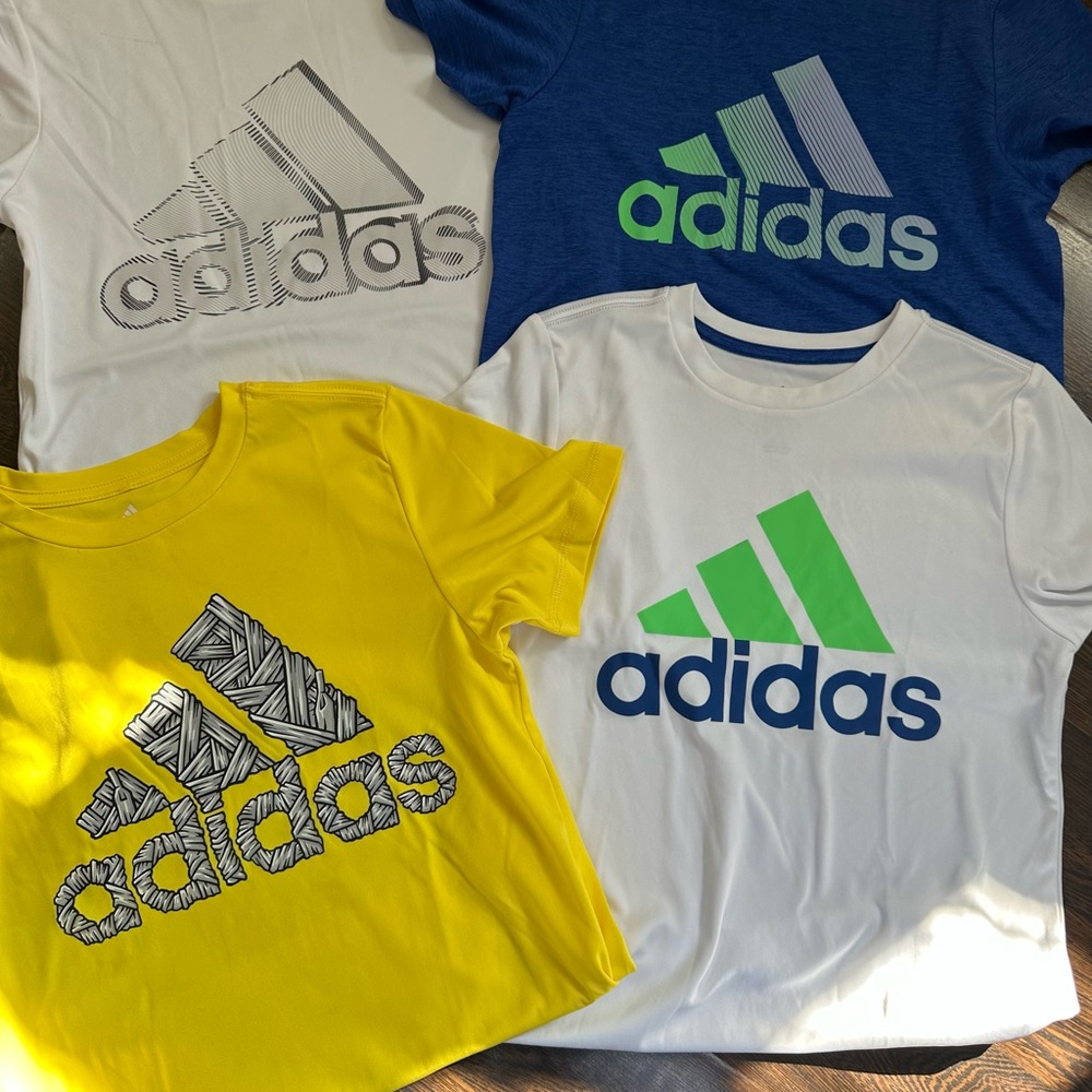 Adidas Kids Short Sleeve Tees - Yellow, White, Blue